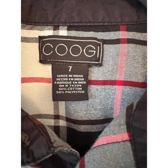Coogi Boys Plaid Button-Down Shirt Size 7 Short Sleeve Embroidered Cotton Top - Picture 5 of 8